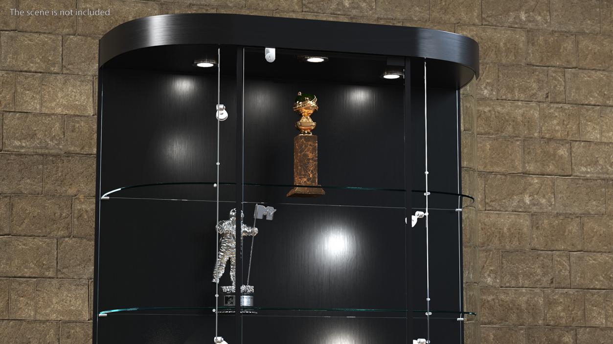 3D model Curved Wall Display Cases with Trophies Collection