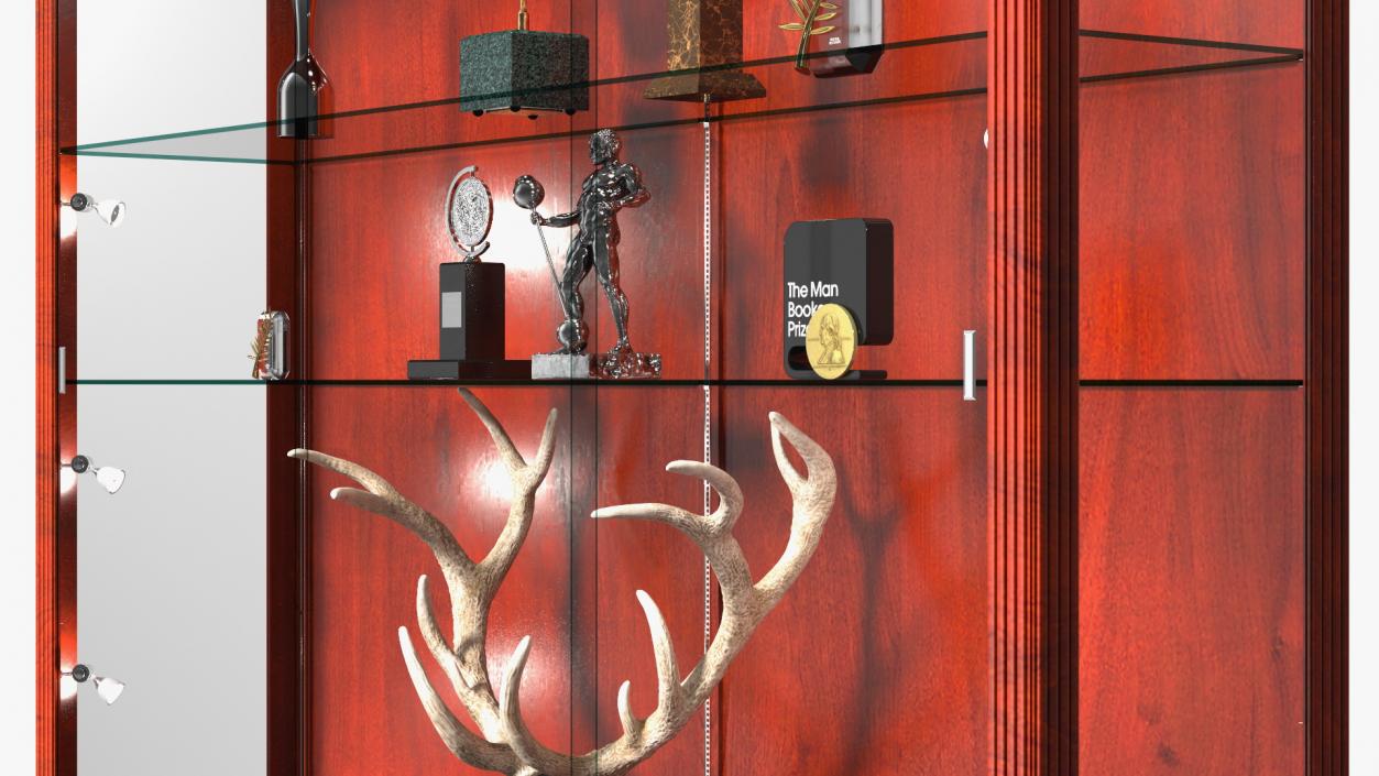 3D model Curved Wall Display Cases with Trophies Collection