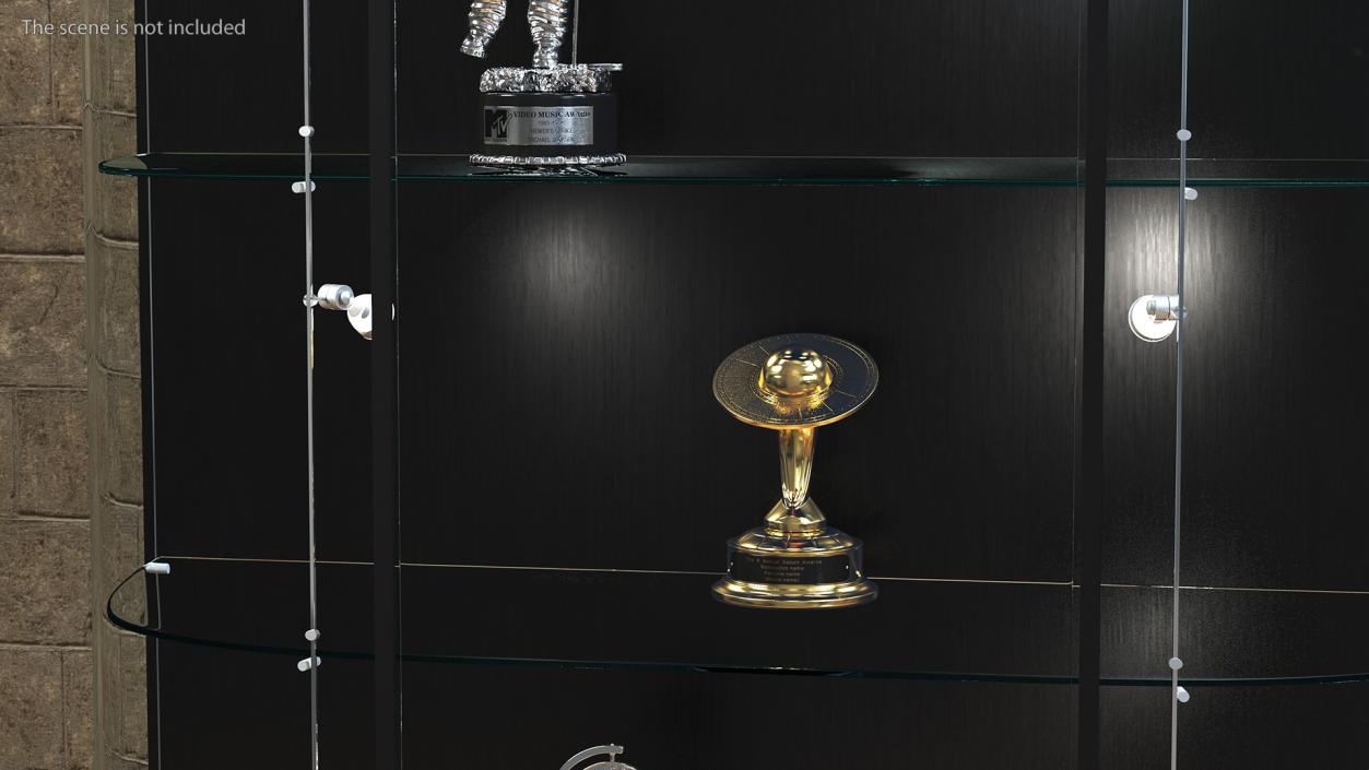 3D model Curved Wall Display Cases with Trophies Collection