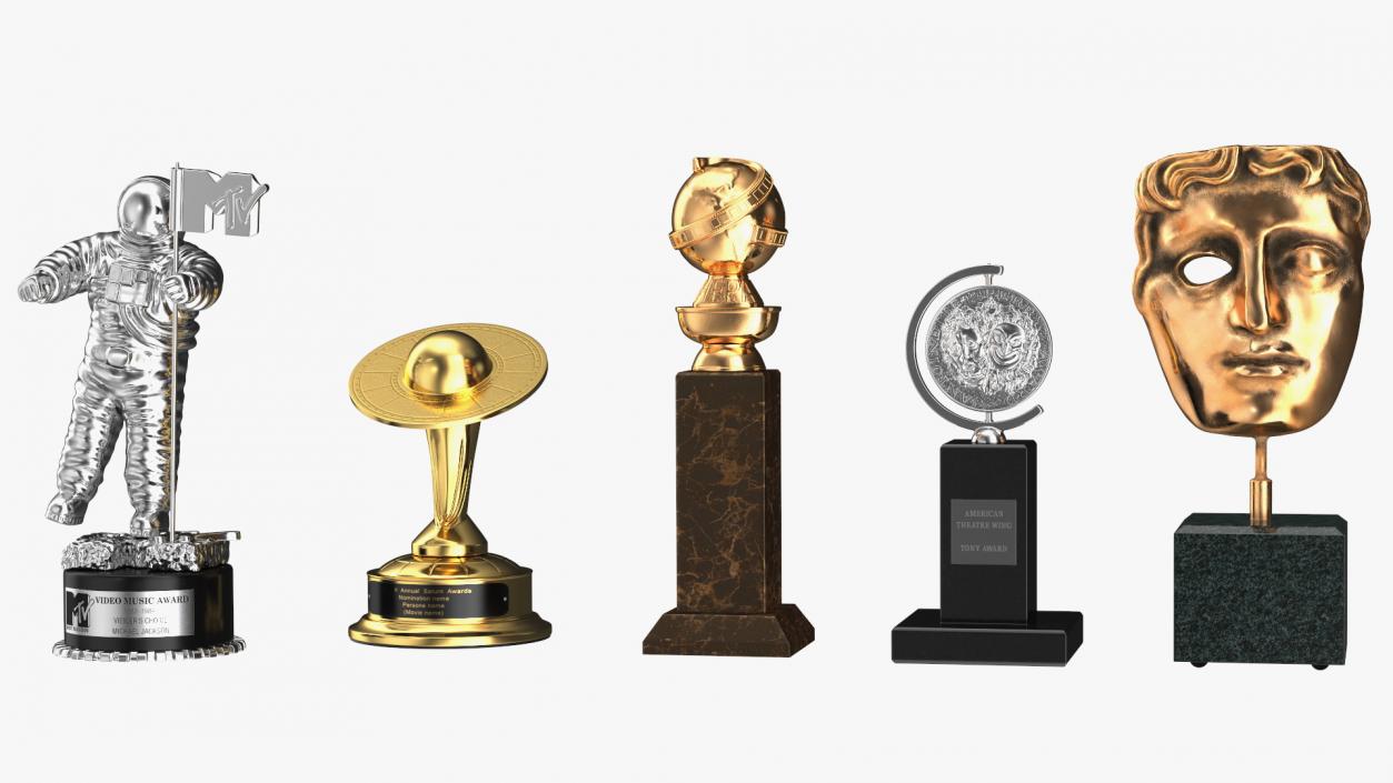 3D model Curved Wall Display Cases with Trophies Collection