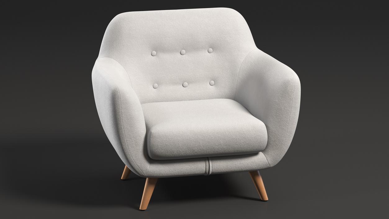 3D White Armchair Loa model