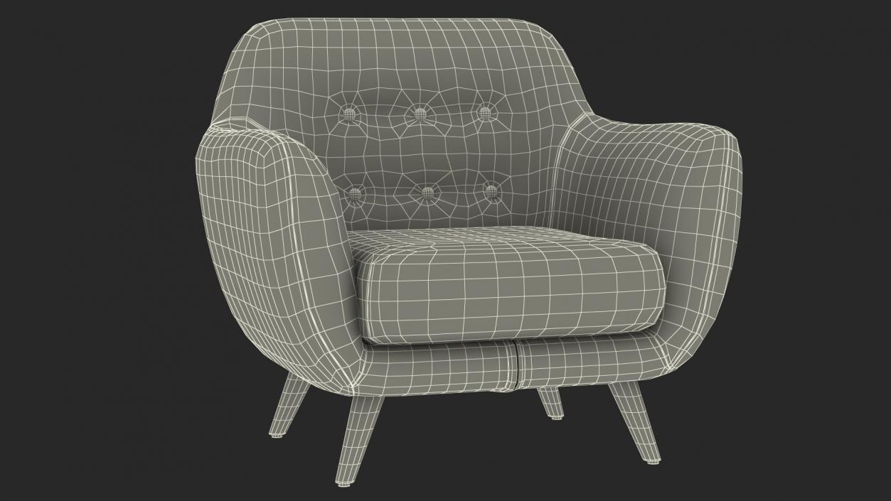 3D White Armchair Loa model