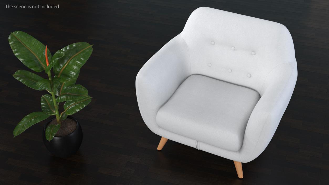 3D White Armchair Loa model