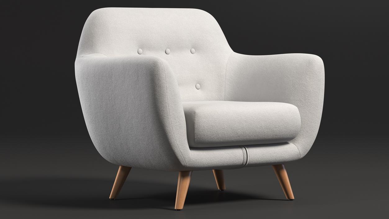 3D White Armchair Loa model