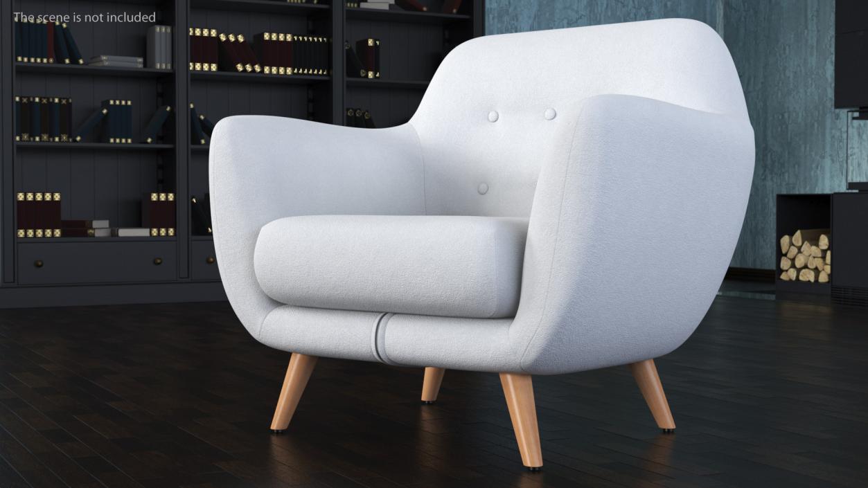 3D White Armchair Loa model