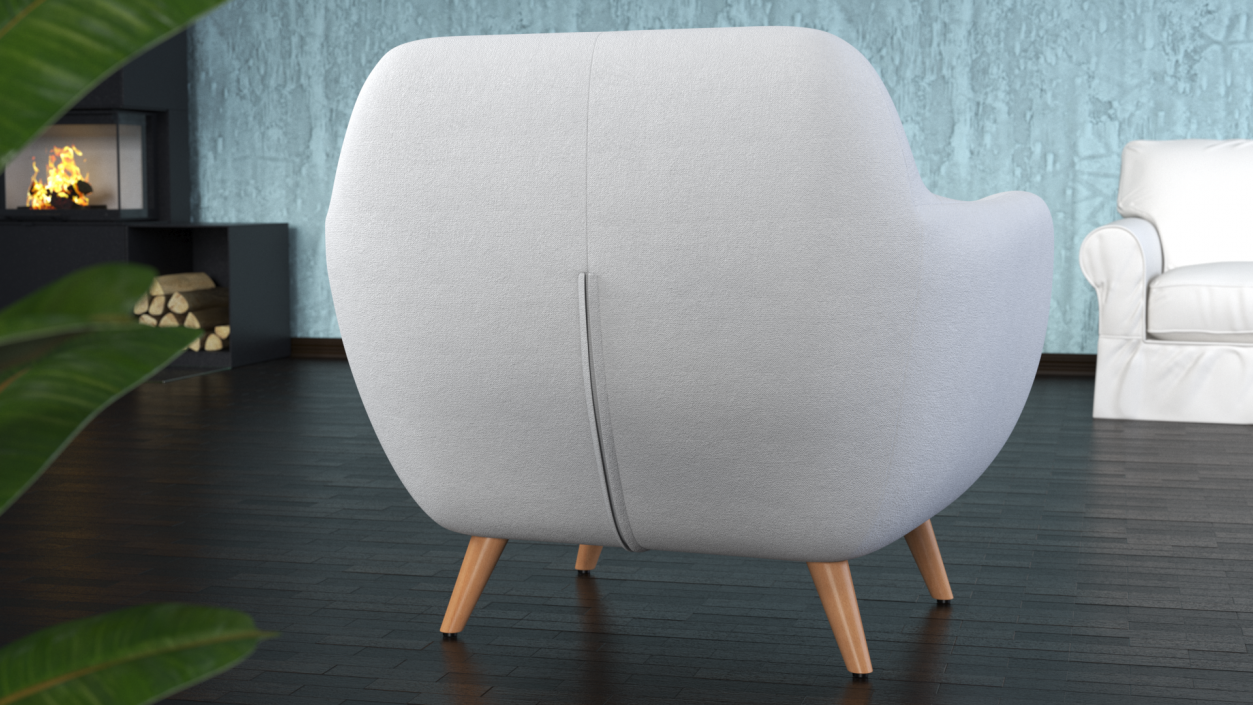 3D White Armchair Loa model