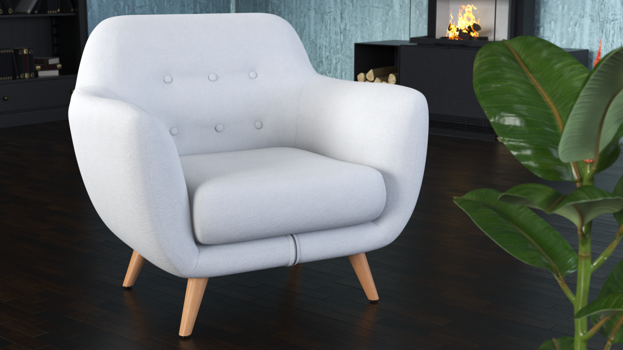 3D White Armchair Loa model