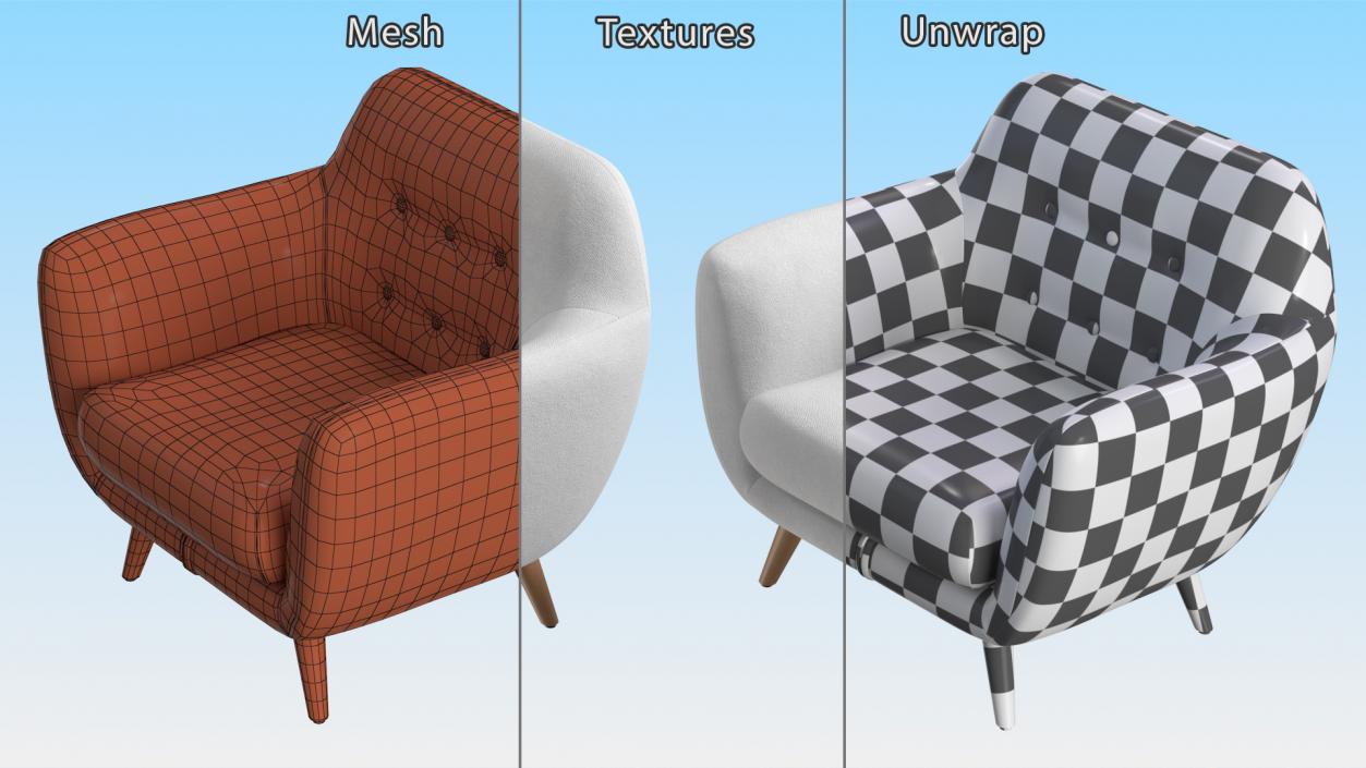 3D White Armchair Loa model