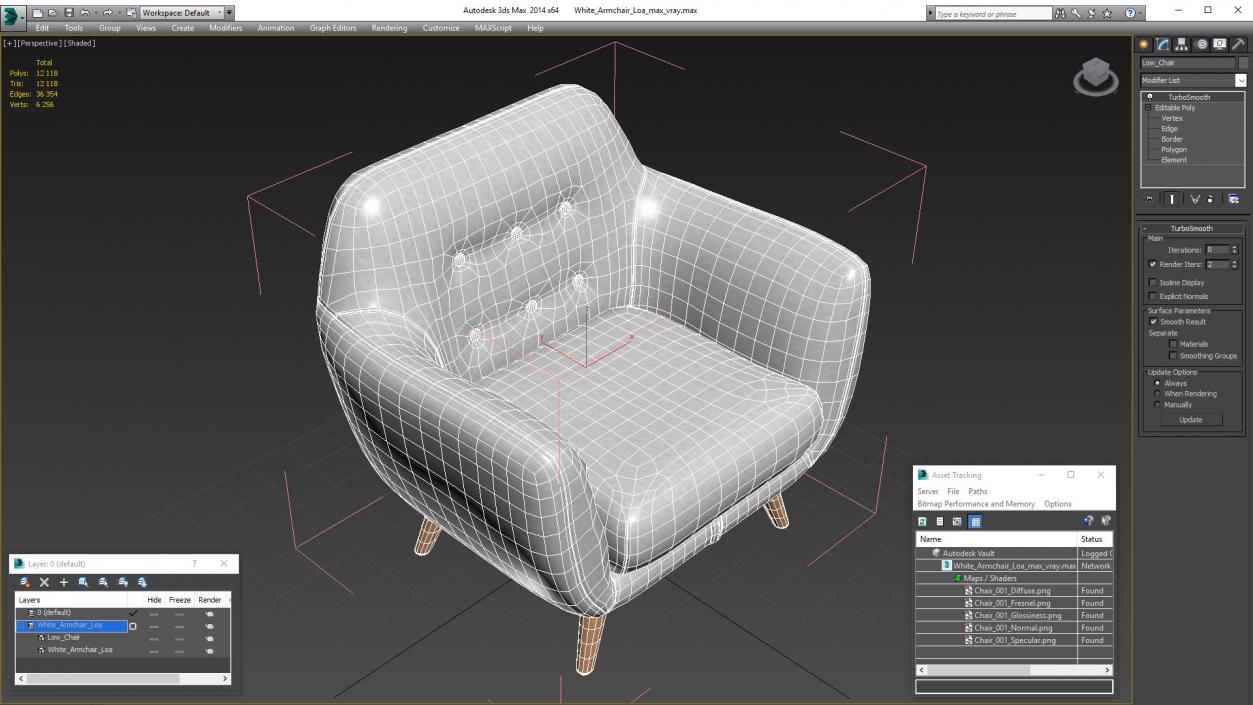 3D White Armchair Loa model