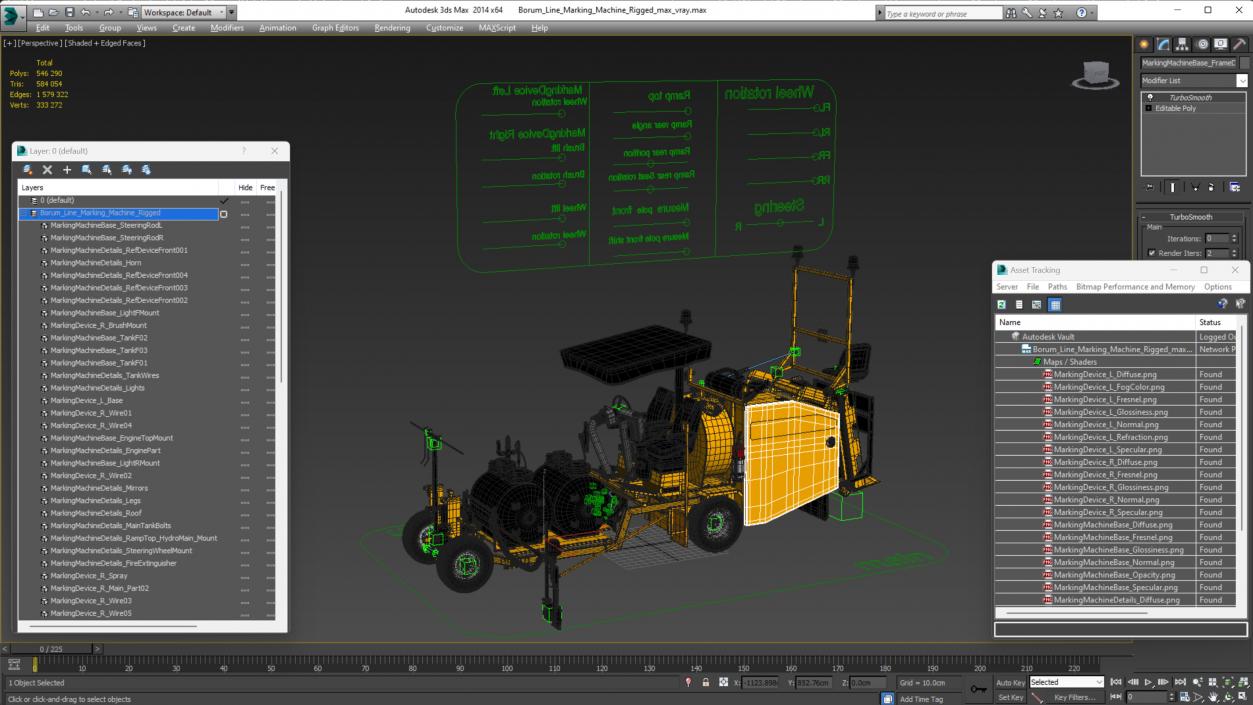 Borum Line Marking Machine Rigged for Maya 3D