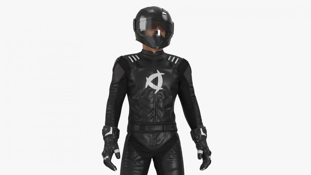 3D Motorcycle Rider in Protective Riding Gear Standing