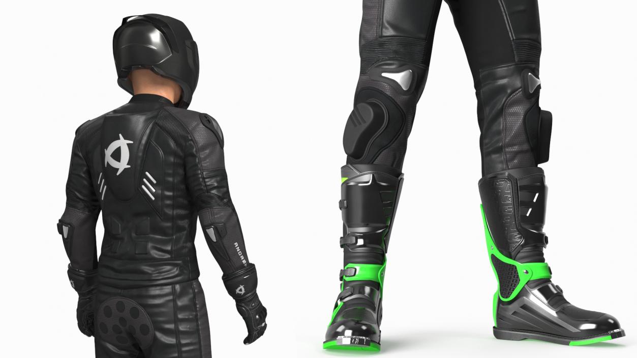 3D Motorcycle Rider in Protective Riding Gear Standing