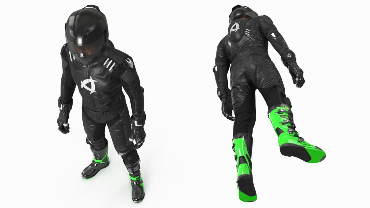 3D Motorcycle Rider in Protective Riding Gear Standing