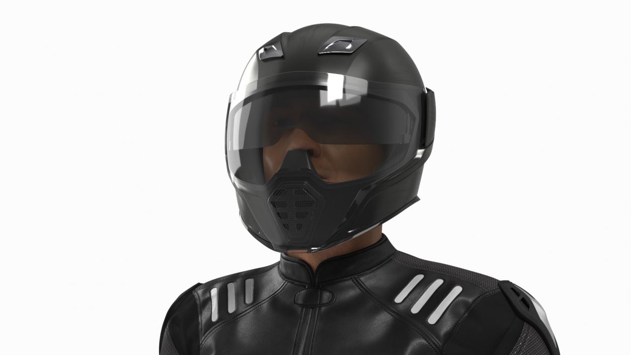 3D Motorcycle Rider in Protective Riding Gear Standing