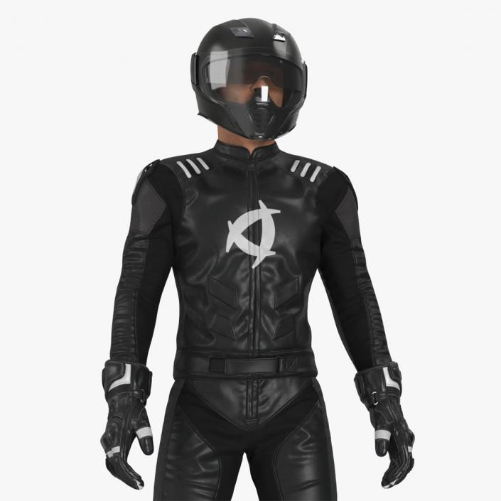 3D Motorcycle Rider in Protective Riding Gear Standing