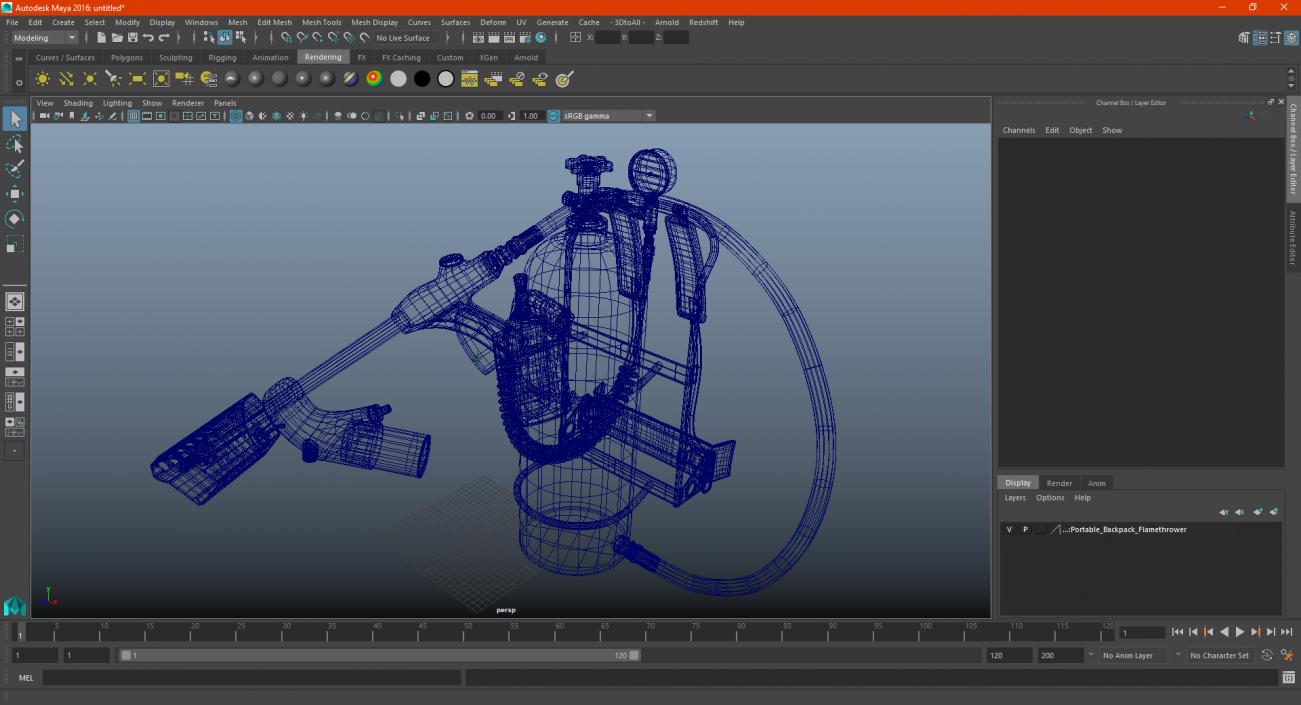 3D model Portable Backpack Flamethrower