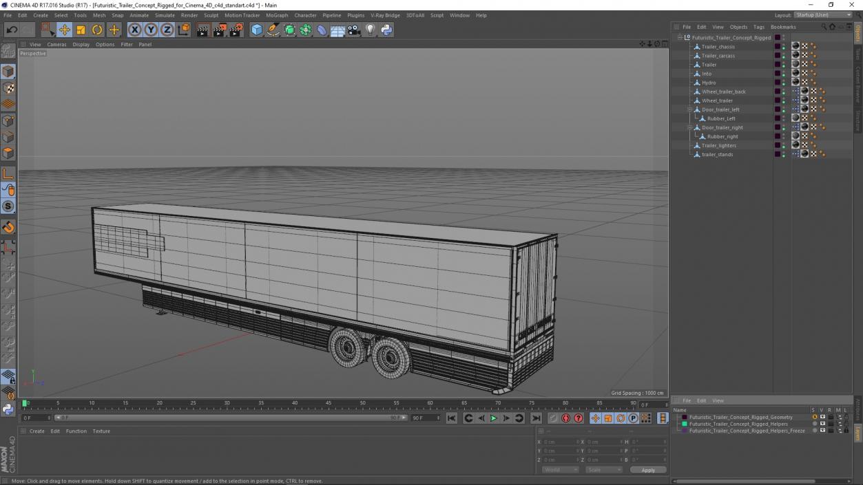 Futuristic Trailer Concept Rigged for Cinema 4D 3D