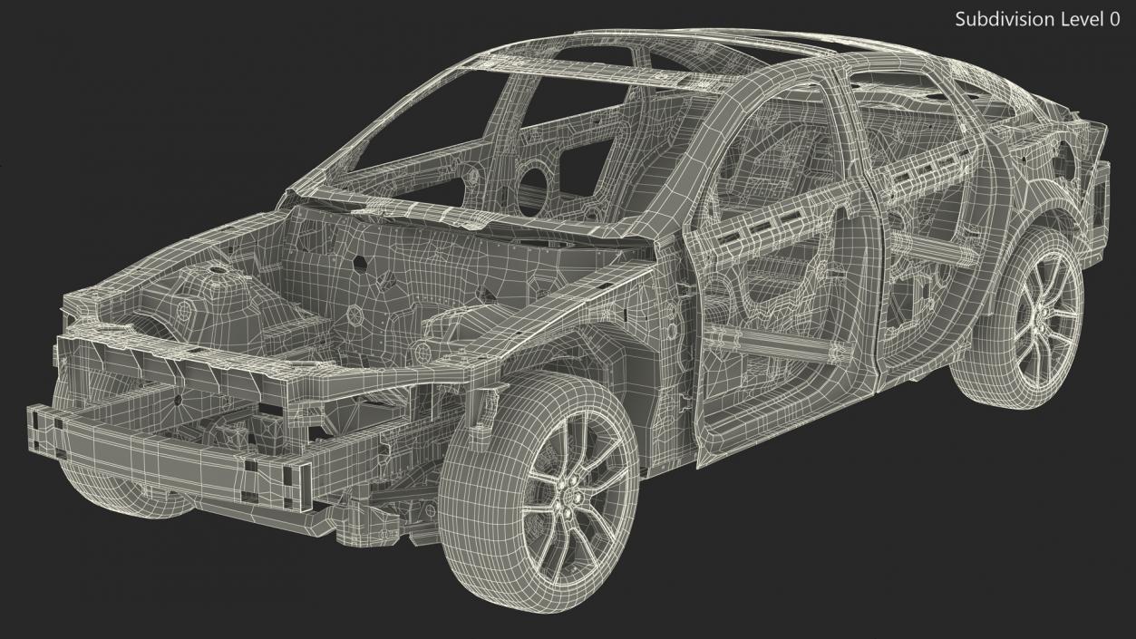 Car Chassis with Frame Rigged 3D model