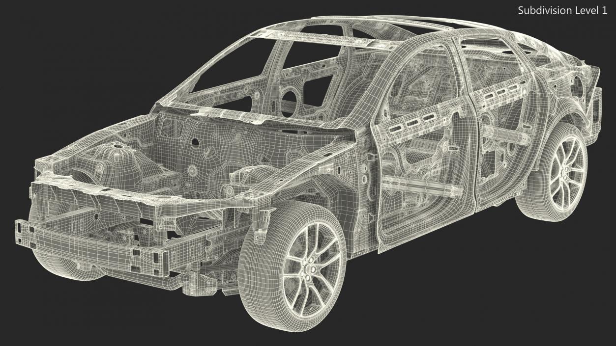 Car Chassis with Frame Rigged 3D model