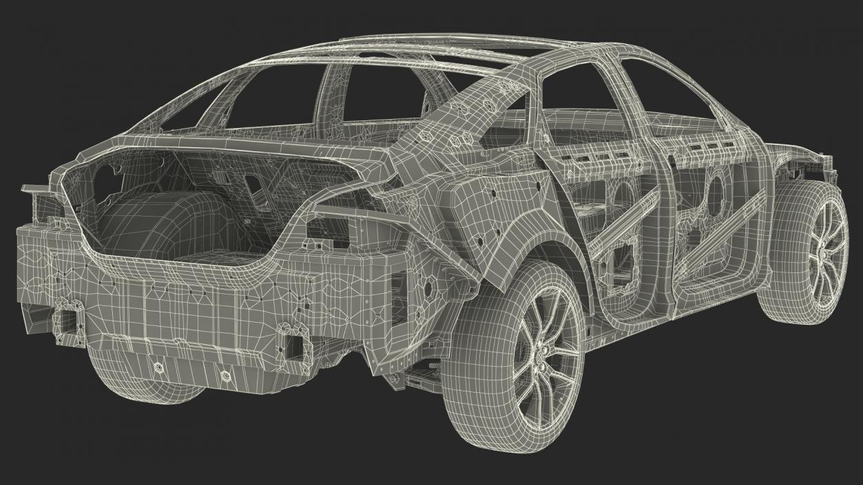 Car Chassis with Frame Rigged 3D model