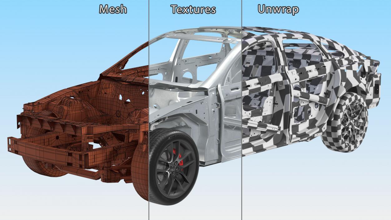 Car Chassis with Frame Rigged 3D model