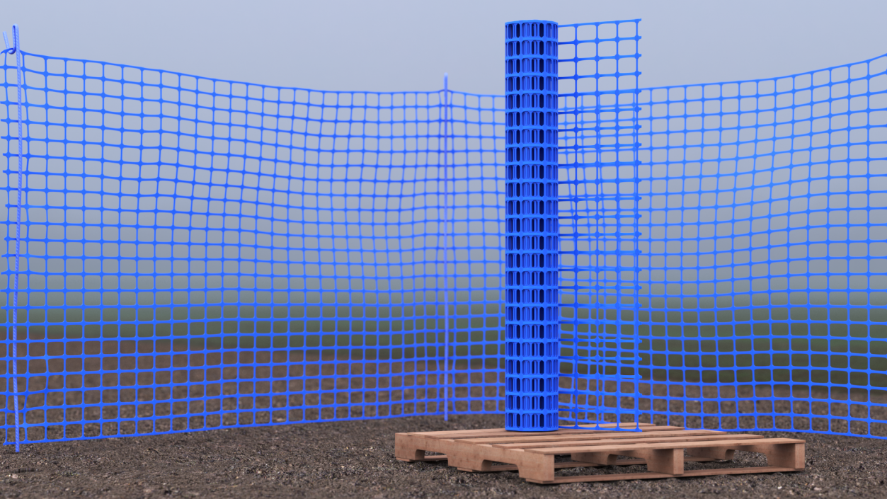 3D Barrier Fence Roll Blue model