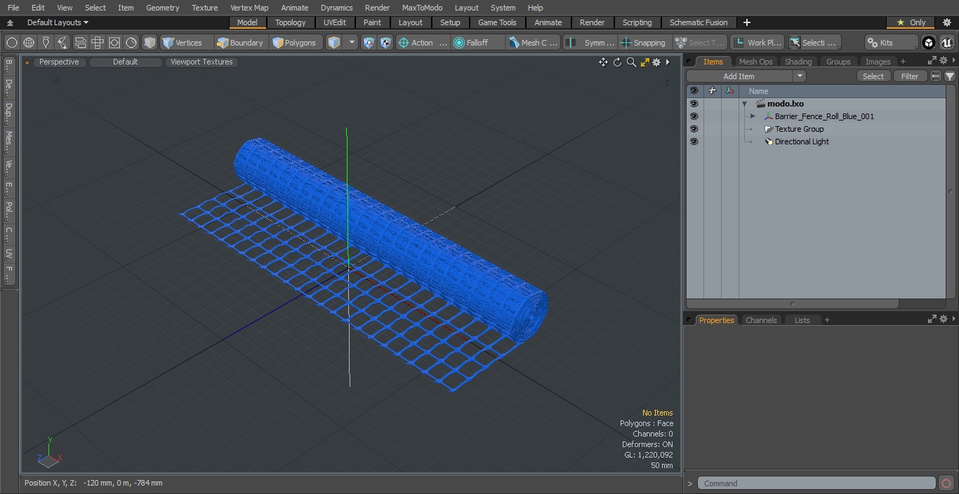 3D Barrier Fence Roll Blue model