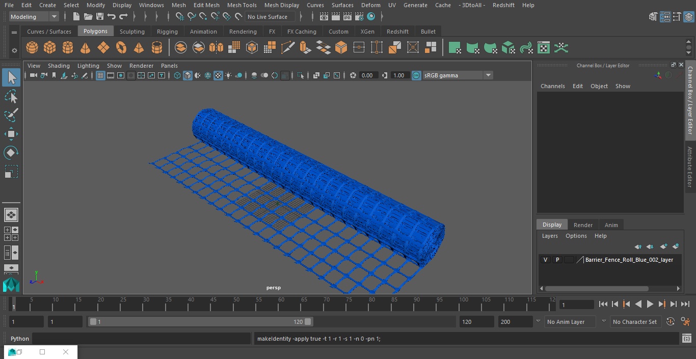 3D Barrier Fence Roll Blue model