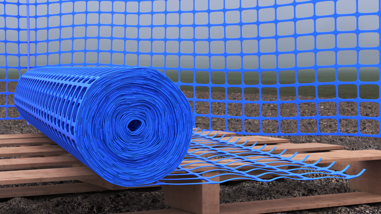 3D Barrier Fence Roll Blue model