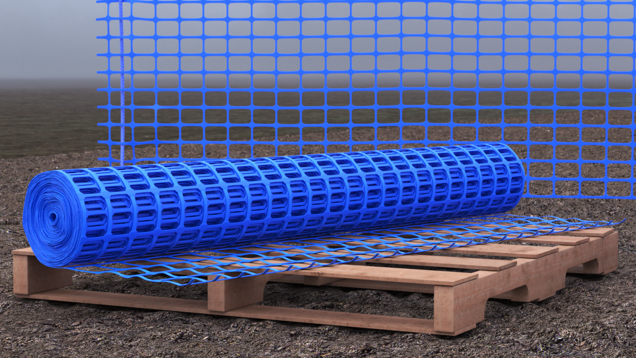 3D Barrier Fence Roll Blue model