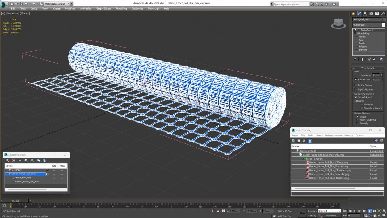 3D Barrier Fence Roll Blue model