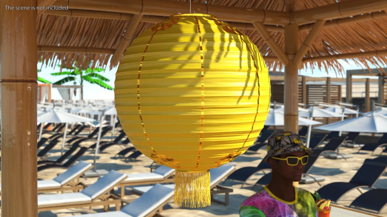 3D Paper Chinese Lantern Yellow model