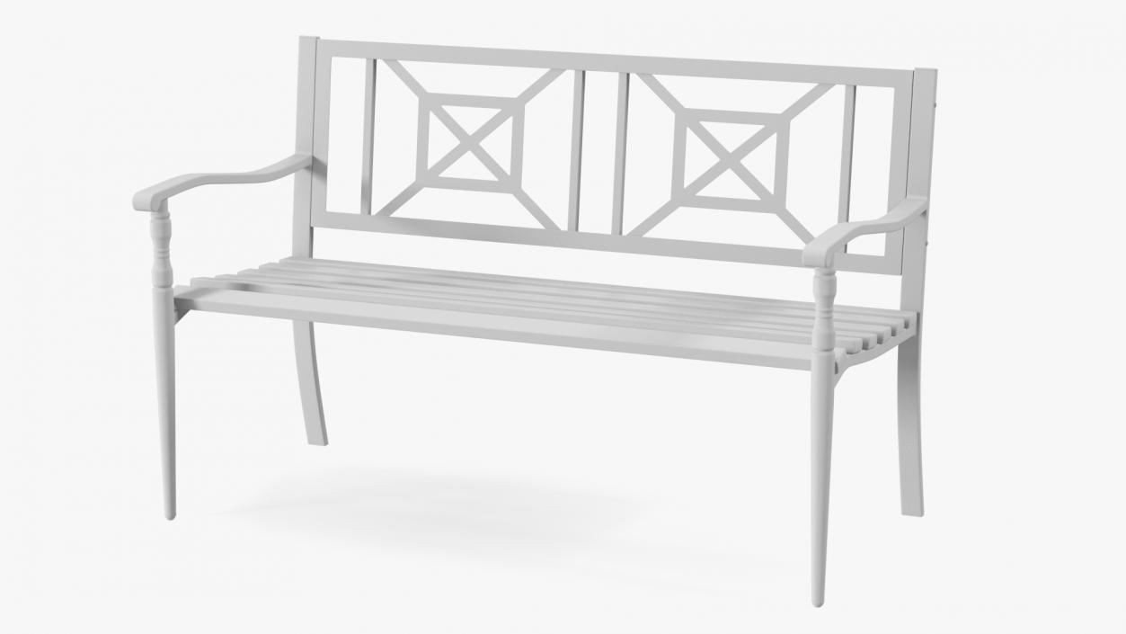 Metal Park Bench White 3D