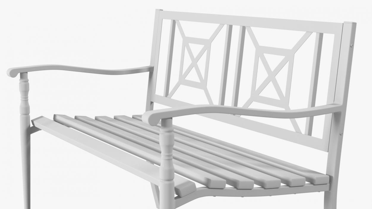 Metal Park Bench White 3D