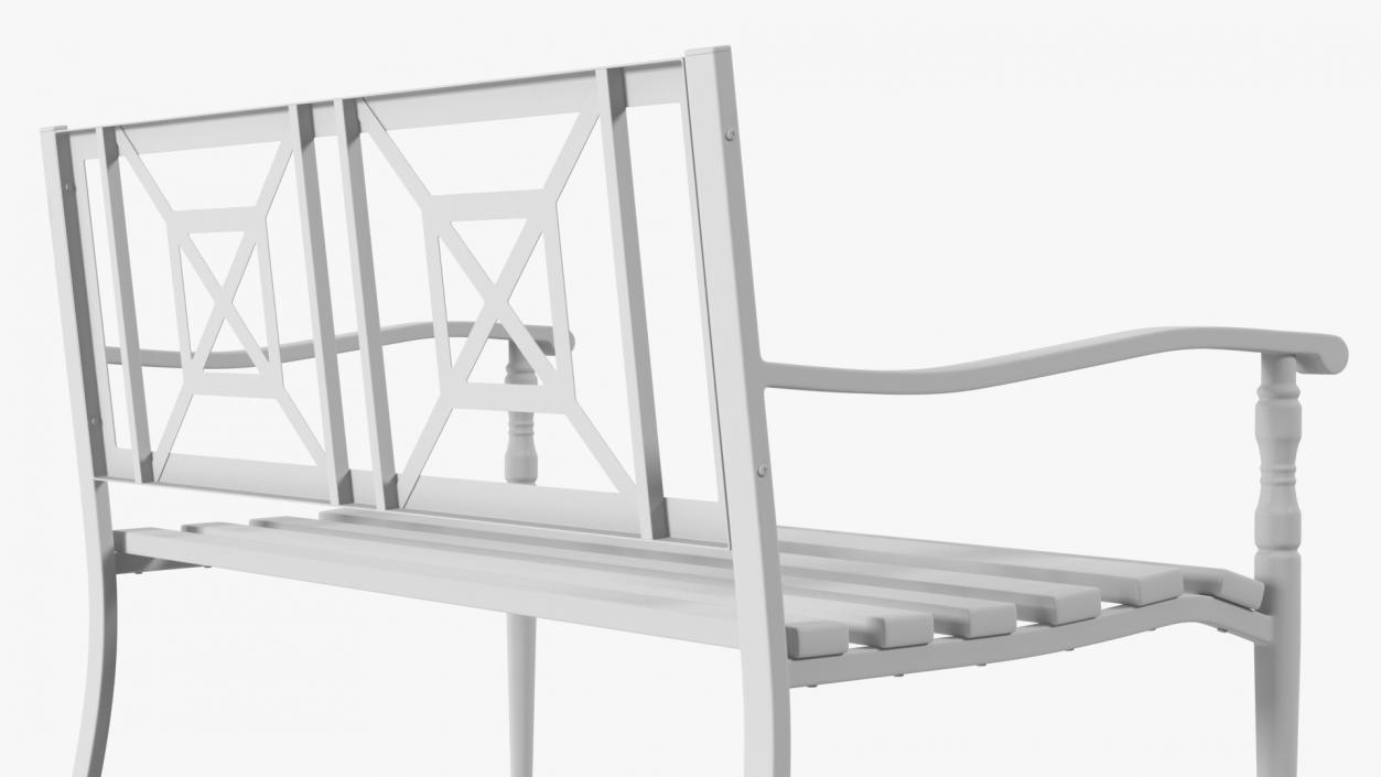 Metal Park Bench White 3D