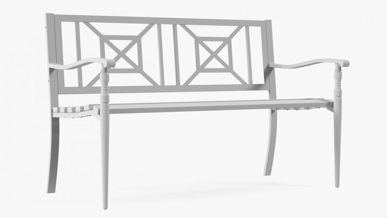 Metal Park Bench White 3D