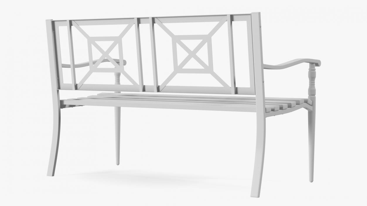 Metal Park Bench White 3D