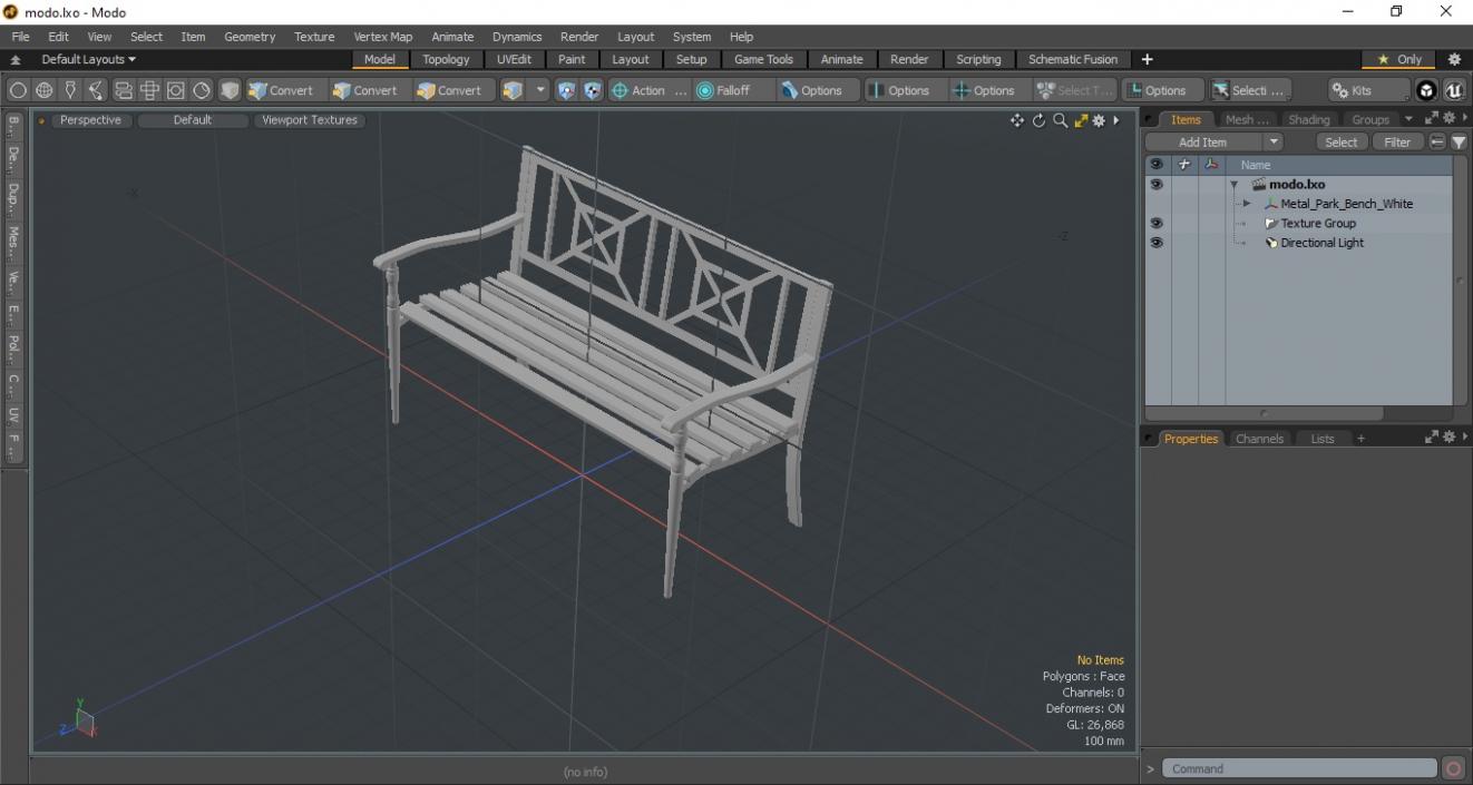 Metal Park Bench White 3D