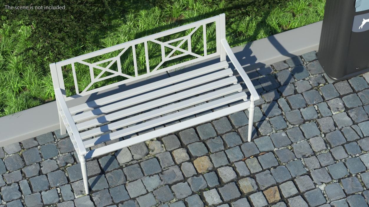 Metal Park Bench White 3D