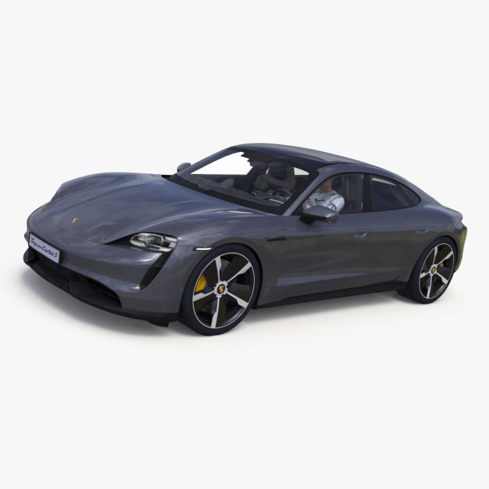 3D model Electric Car Porsche Taycan Turbo with Driver