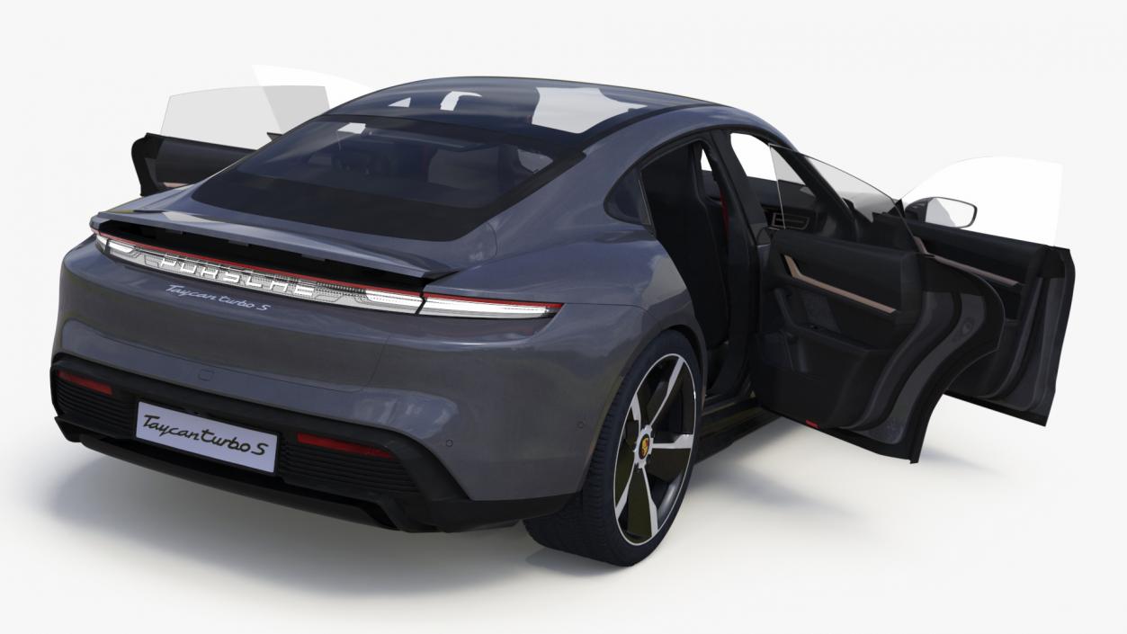 3D model Electric Car Porsche Taycan Turbo with Driver