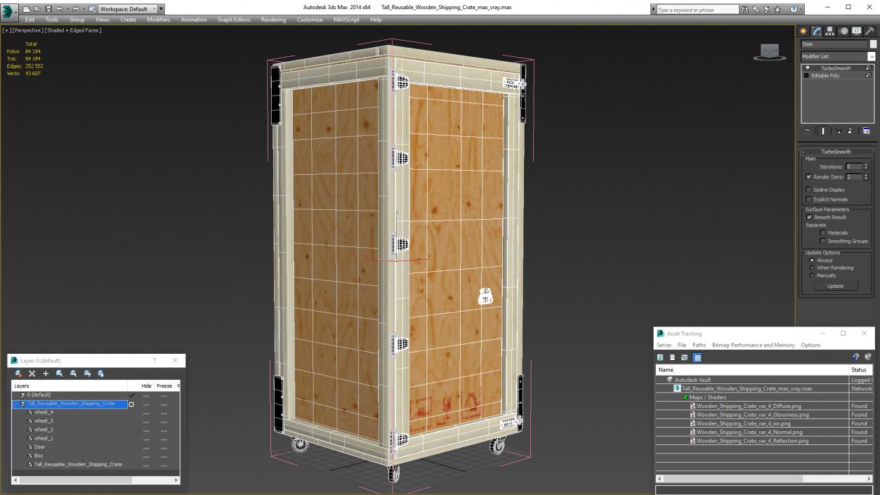 3D model Tall Reusable Wooden Shipping Crate