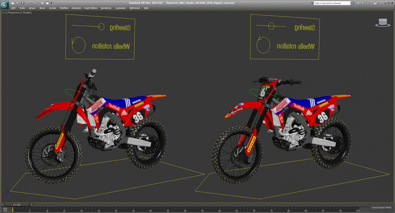 3D model Motocross Bike Honda CRF250R 2018 Rigged