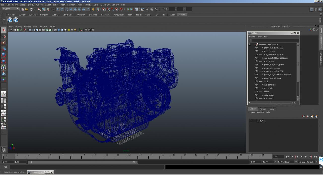 3D model Marine Diesel Engine