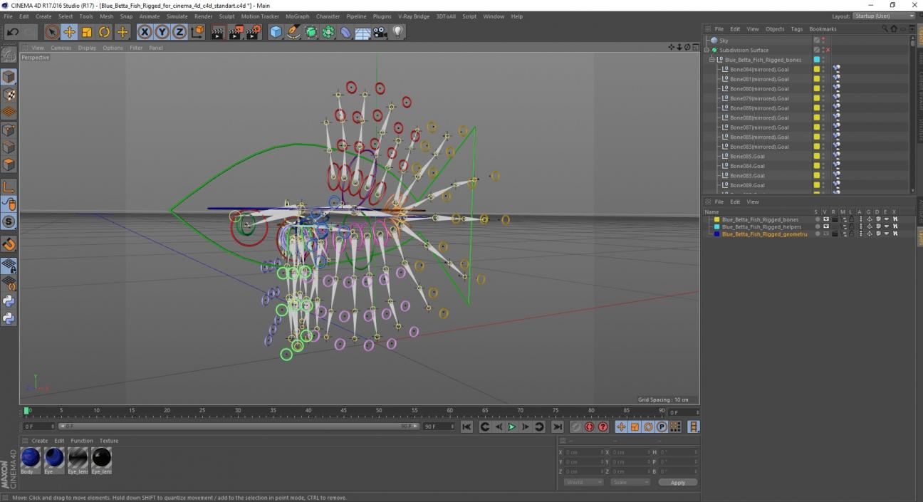 3D Blue Betta Fish Rigged for Cinema 4D