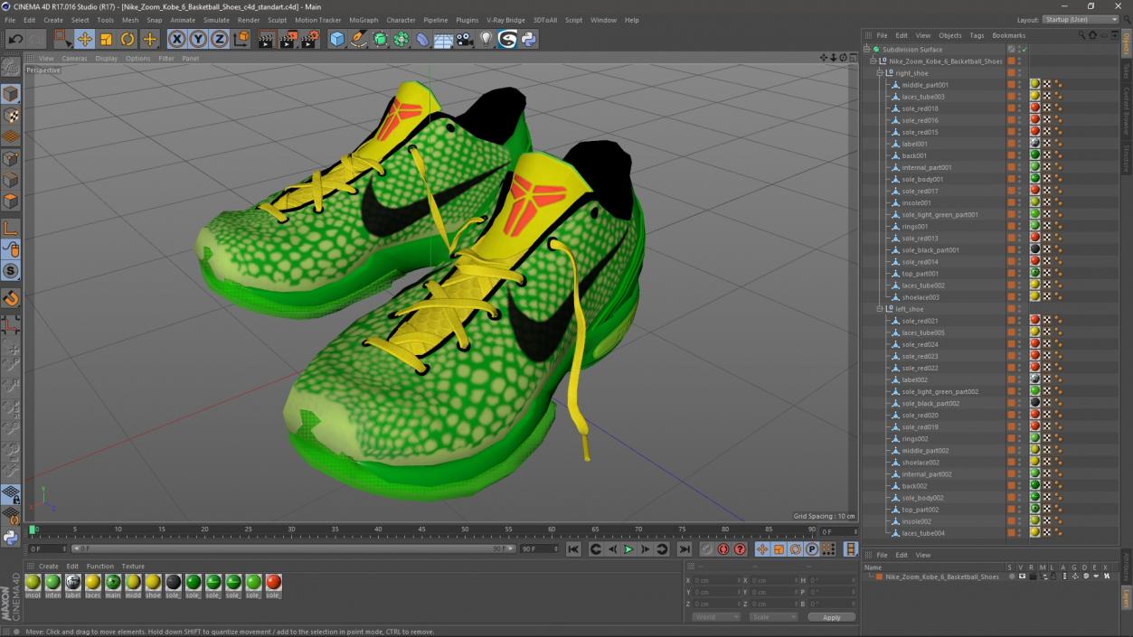 3D Nike Zoom Kobe 6 Basketball Shoes model