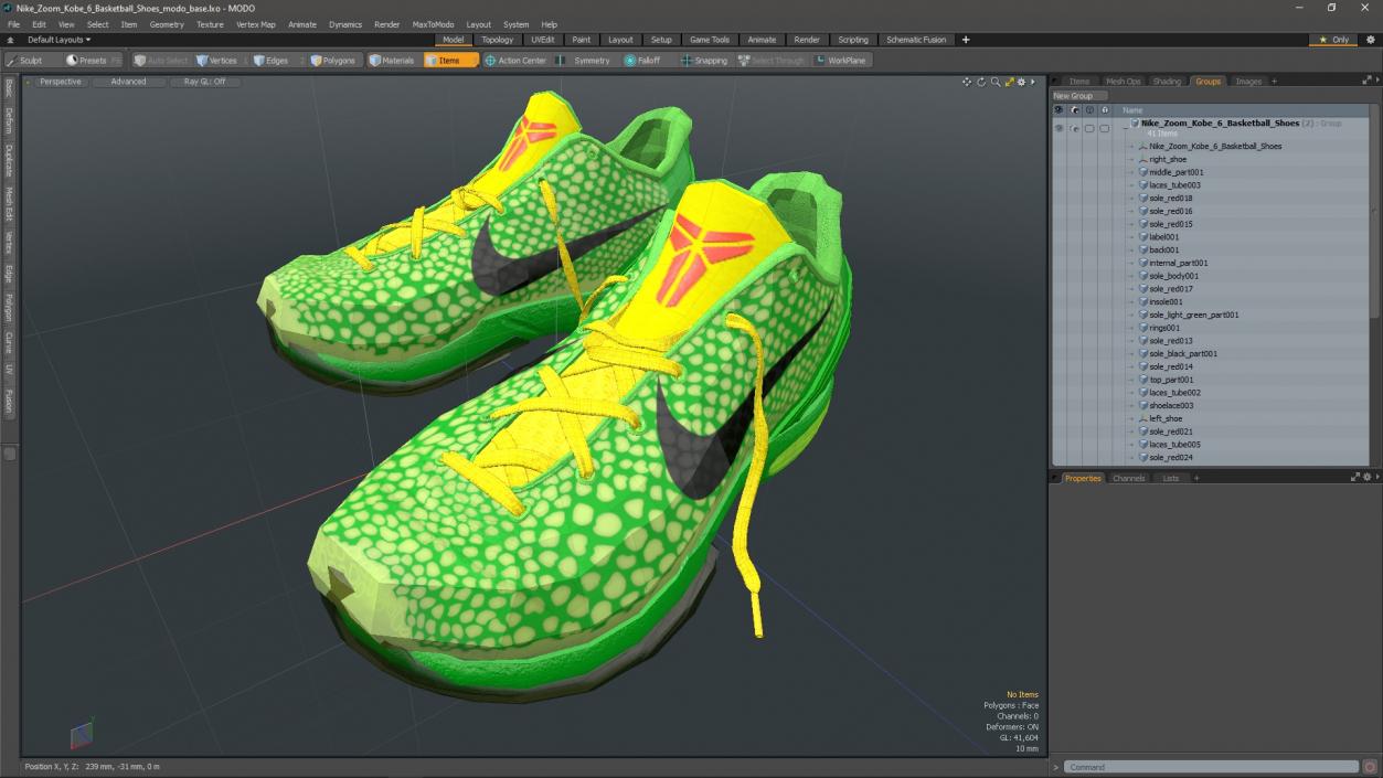 3D Nike Zoom Kobe 6 Basketball Shoes model