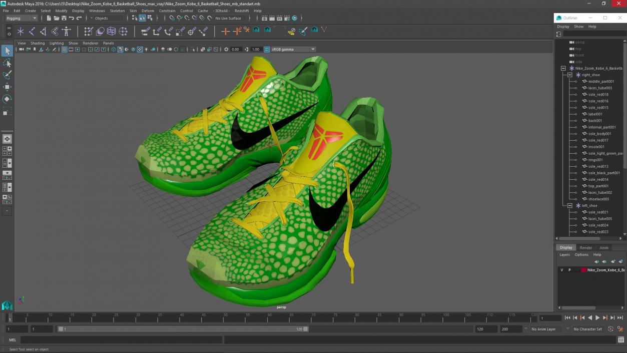 3D Nike Zoom Kobe 6 Basketball Shoes model