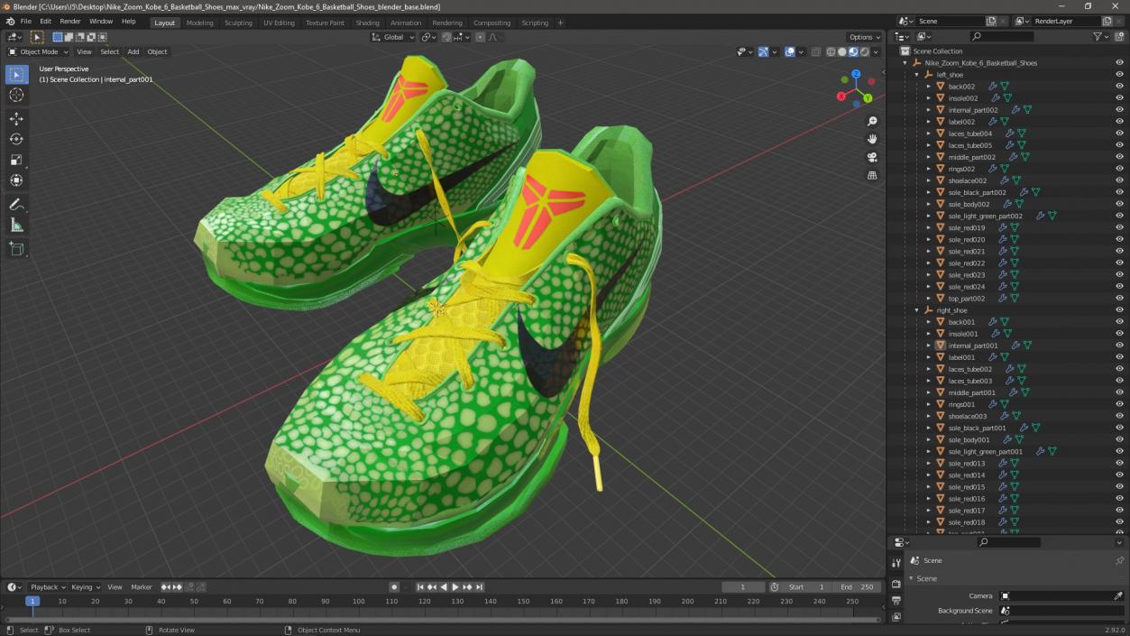 3D Nike Zoom Kobe 6 Basketball Shoes model