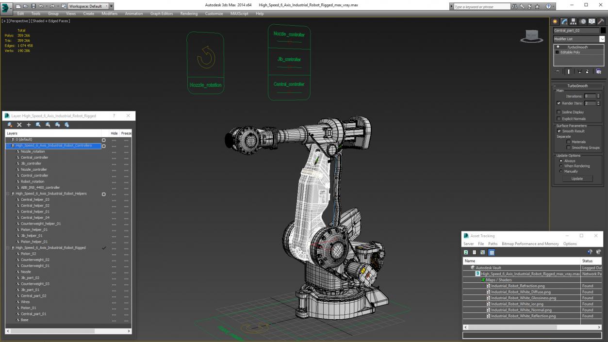 3D High Speed 6 Axis Industrial Robot Rigged